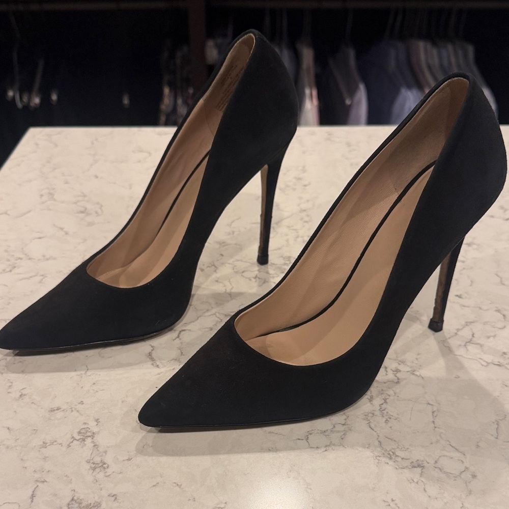 Something Navy Black Suede Heels